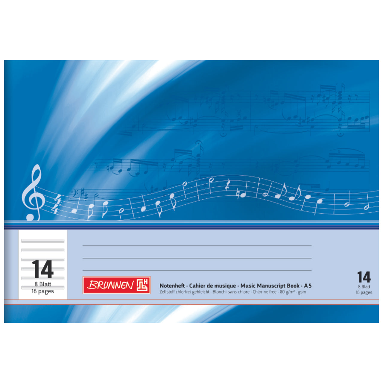 Brunnen-Notenheft-A5-quer-16-Blatt-Lineatur-14-blau-lafueliki