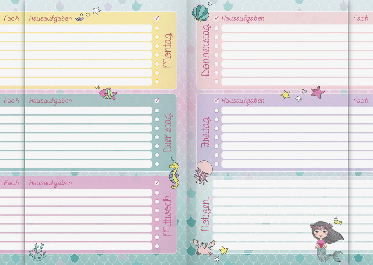 Brunnen-wochenplaner-Grundschule-Meerjungfrau-Mermaid-lafueliki