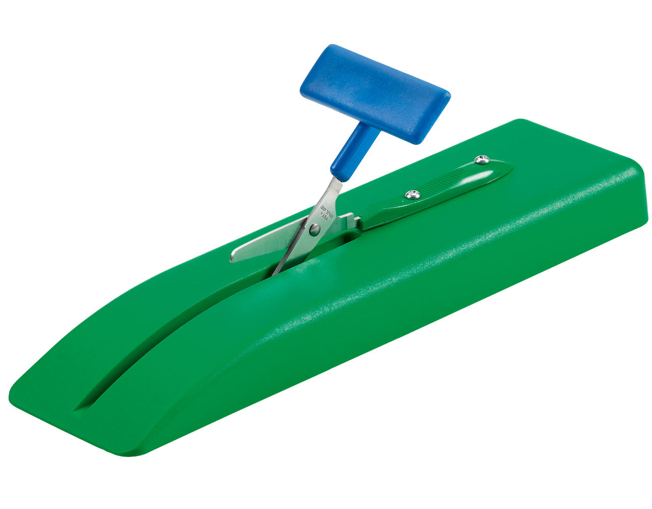 Einhaender-Tischschere-selbstoeffnend-rund-auf-kunststoff-base-Peta-PTT-1-PB-lafueliki