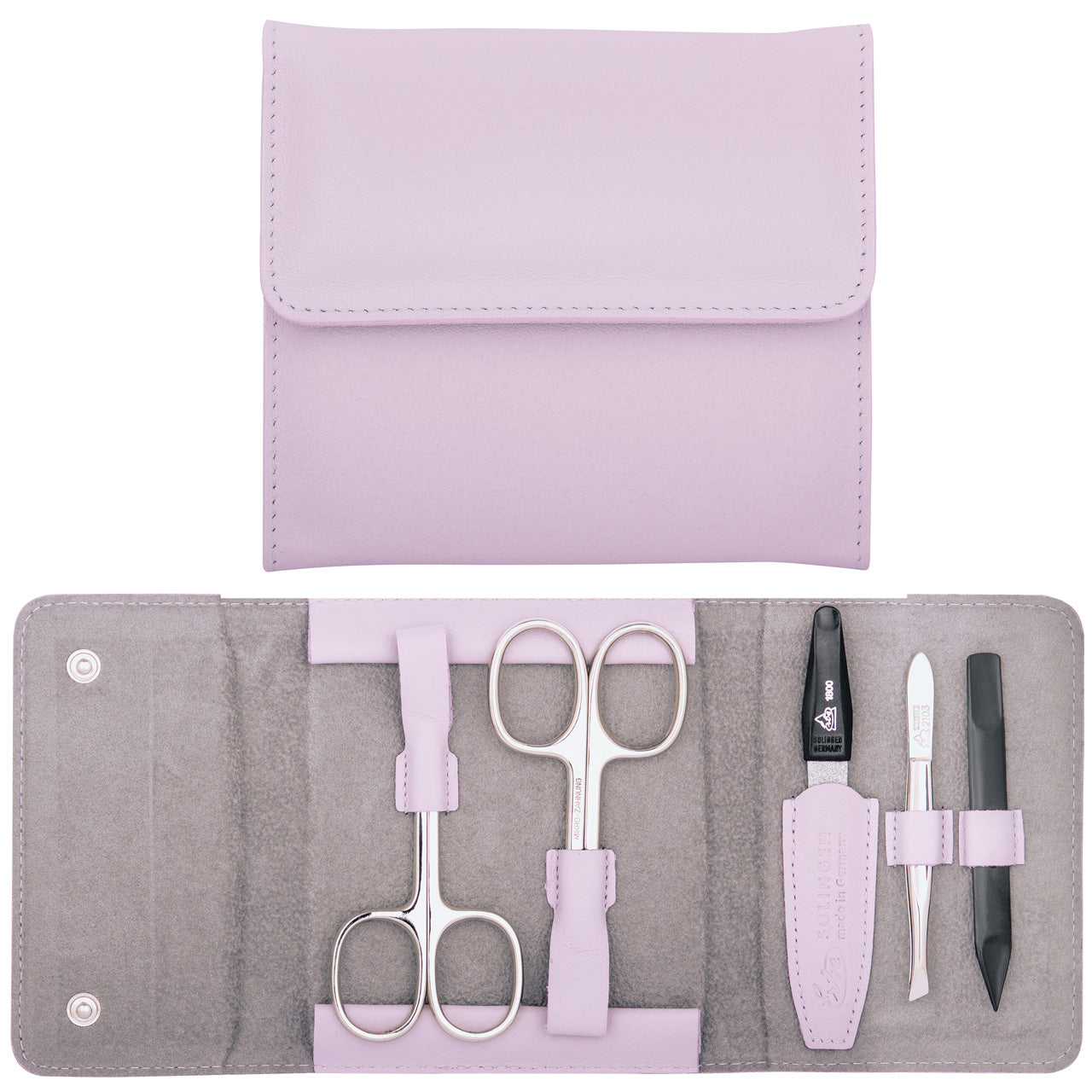 Erbe-Manikuere-Etui-Druckknopf-5-tlg-Linkshaender-Serie-Colour-9677-flieder-lafueliki