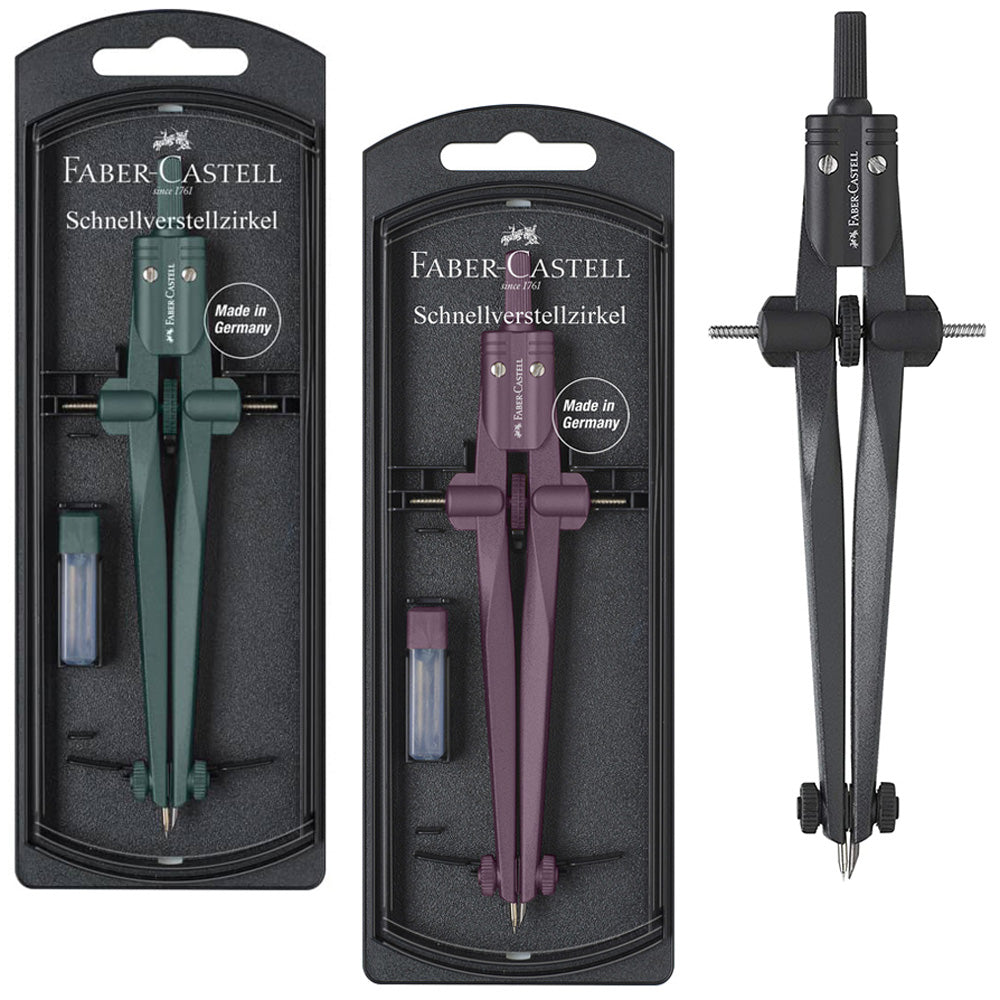 Faber-Castell-Schnellverstellzirkel-Stream-Edition-berry-Mistletoe-blackstone-Schul-Zirkel-lafueliki