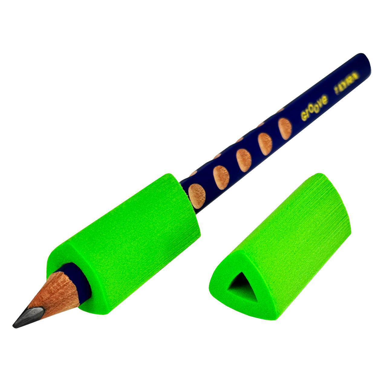 LAFUELIKI-Dreikant-Schreibhilfe-gross-gruen-fuer-dicke-stifte-anwendeng-auf-Lyra-Groove-bleistift-lafueliki