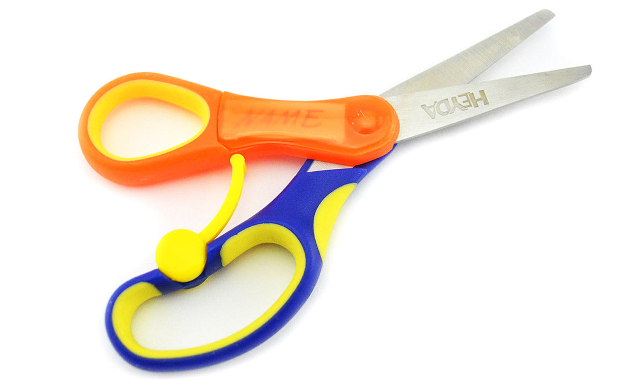 Linkshänderschere Soft Touch abgerundet mit Feder