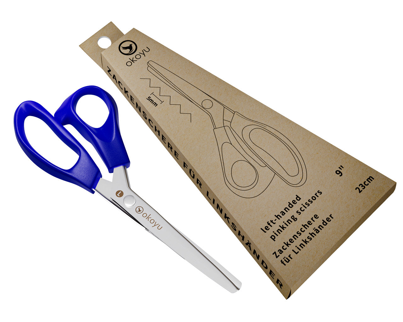 Linkshaender-Zackenschere-fuer-Stoff-Papier-Leder-Tonkarton-ovp-kaufen-lafueliki