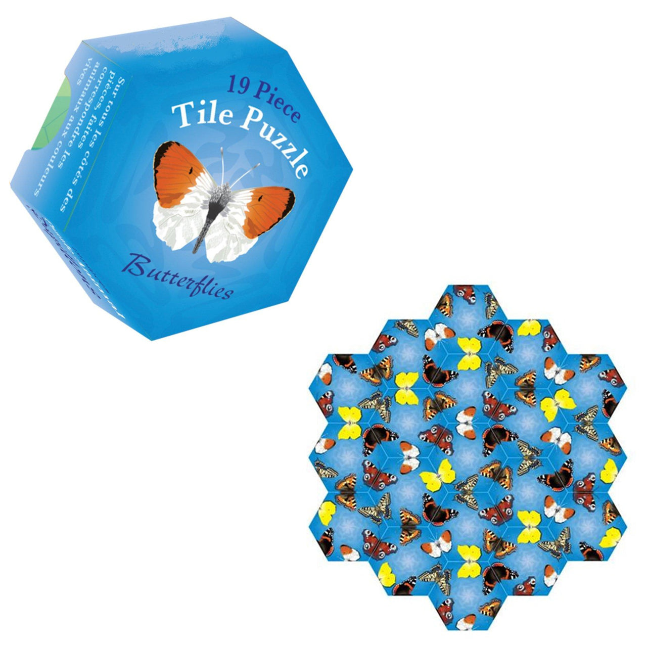 Logik-Hexagon-sechseck-Legepuzzle-19-Teile-Schmetterling-Puzzle-lafueliki