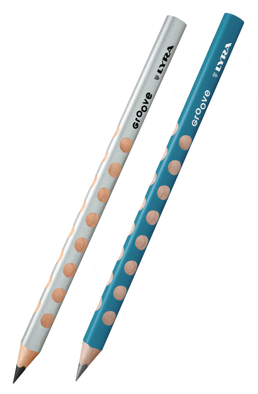 Lyra-Groove-Jumbo-Bleistift-B-Metallic-silber-blau-lafueliki
