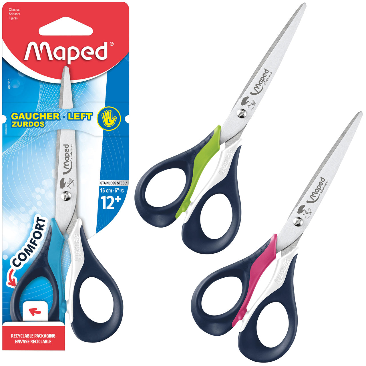 Linkshänder Sensoft Schere 16cm Flexgriffe