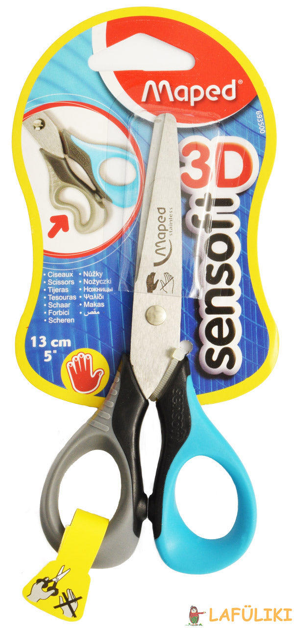 Maped-Linkshaender-Sensoft-Schere-Flexgriff-13cm-grau-blau