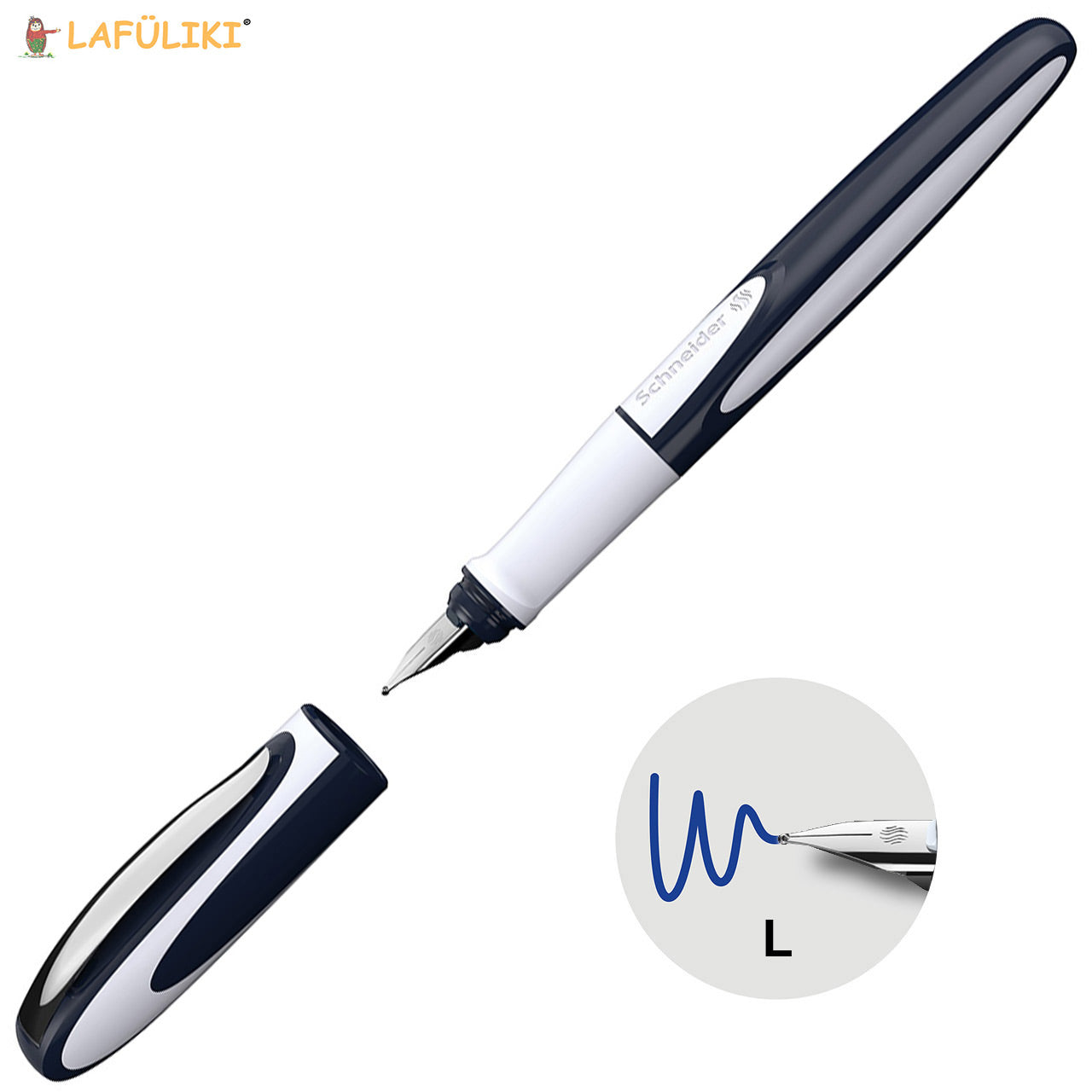 Schneider-Schulfueller-Ray-M-Linkshaender-Fuellhalter-tiefblau-hellgrau-168403-lafueliki