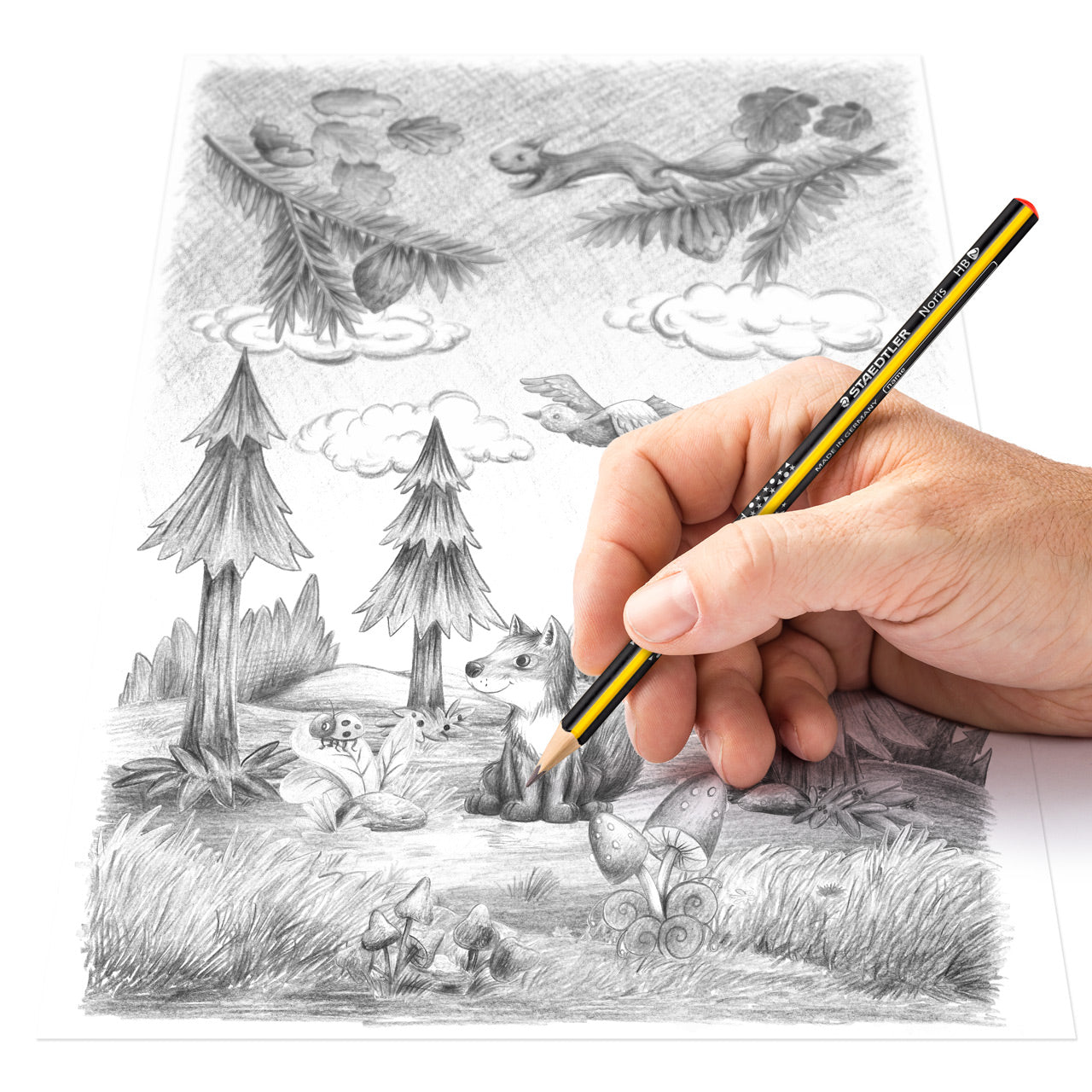 Steadtler-Noris-Bleistift-HB-duenn-in-der-hand-kaufen-lafueliki