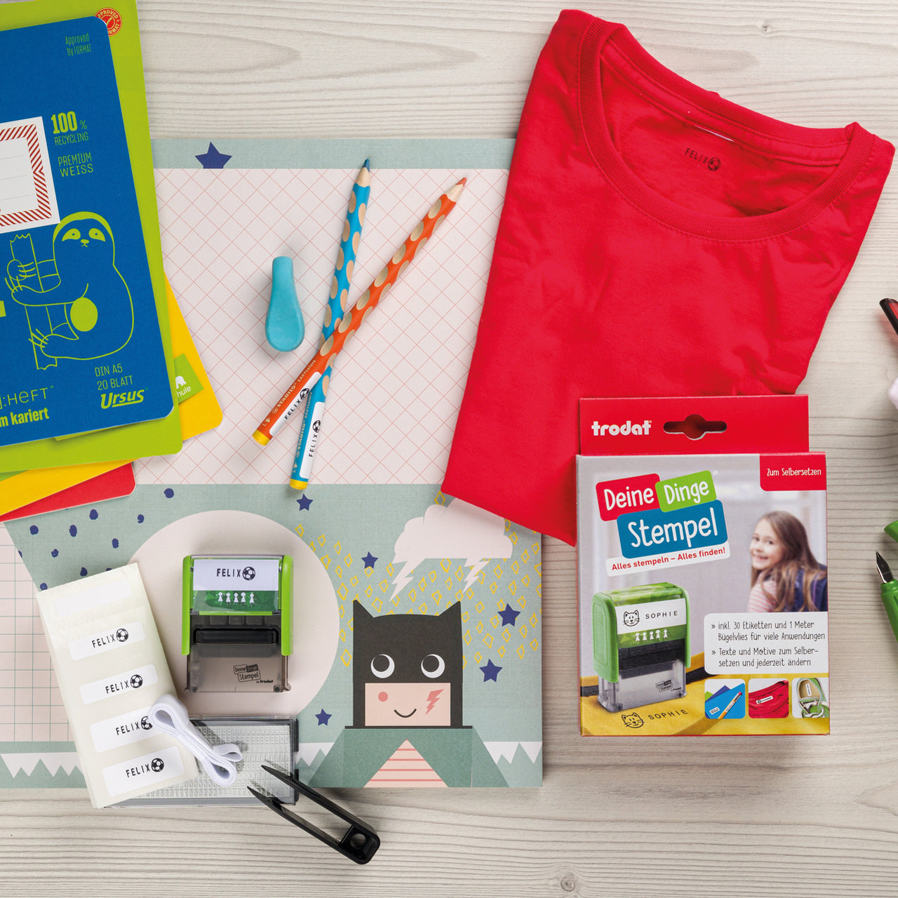 TRODAT-Stempel-Set-Stempel-zum-Selbersetzen-9010035505297-Anwendung-auf-Schulsachen-lafueliki