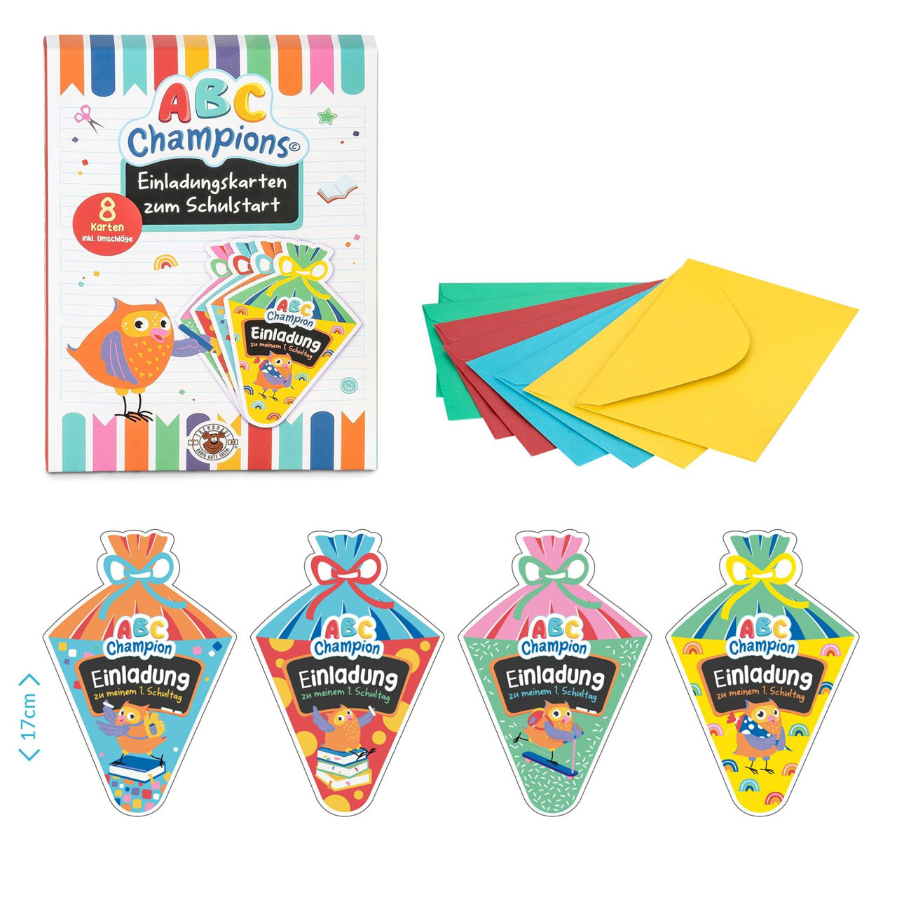 Trendhaus-Einladungen-8er-Set-Schultuete-ABC-Champions-962881-lafueliki