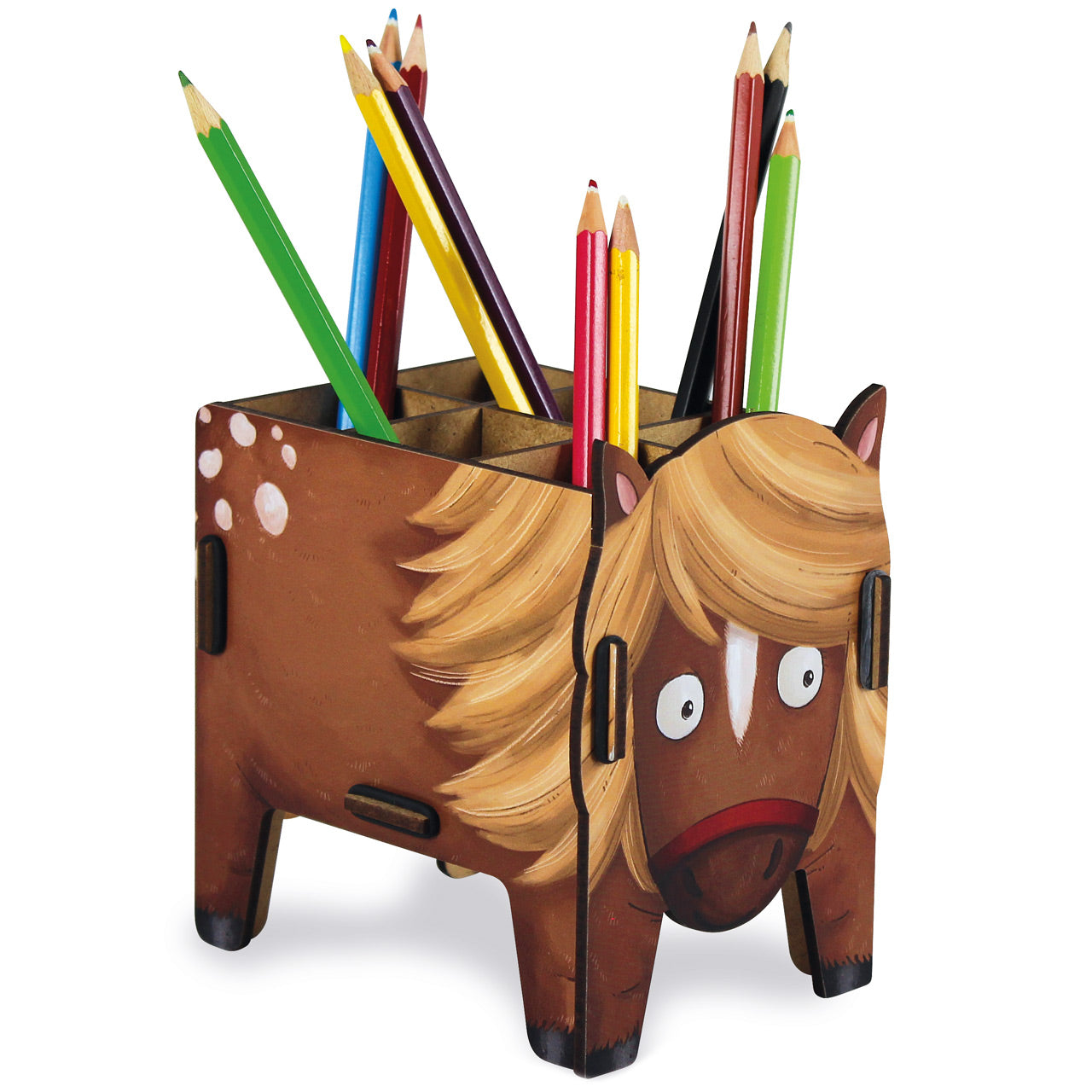 Werkhaus-Stiftebox-Stiftehalter-Kinder-Pony-Pferd-braun-Holz-WE7115-lafueliki