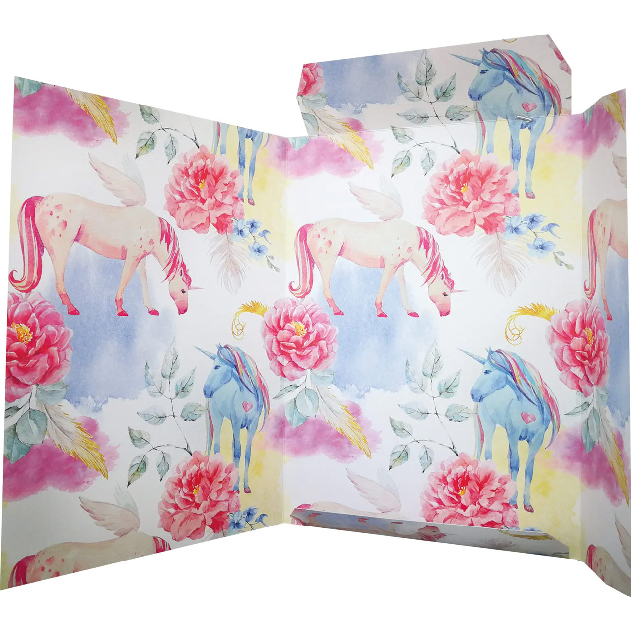 Zeichenmappe-A3-Karton-Motiv-Einhorn-Maedchen-ansicht-innen-45327-RNK-Verlag-lafueliki