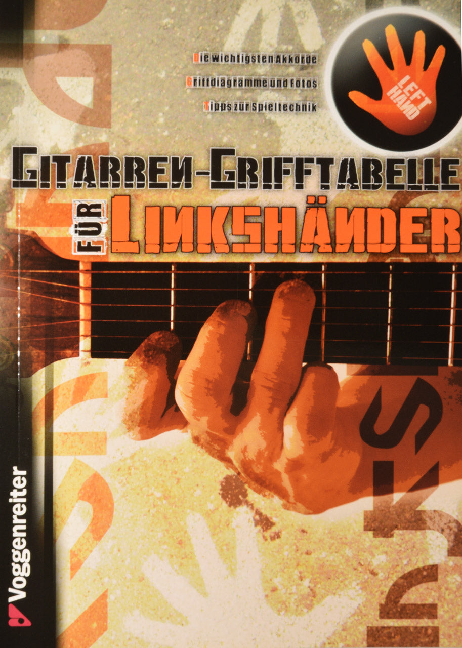 Gitarren Grifftabelle für Linkshänder