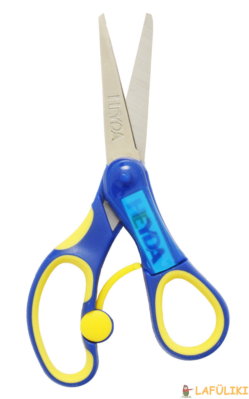 heyda-Rechtshaender-Schere-Soft-Touch-abgerundet-blau-offen