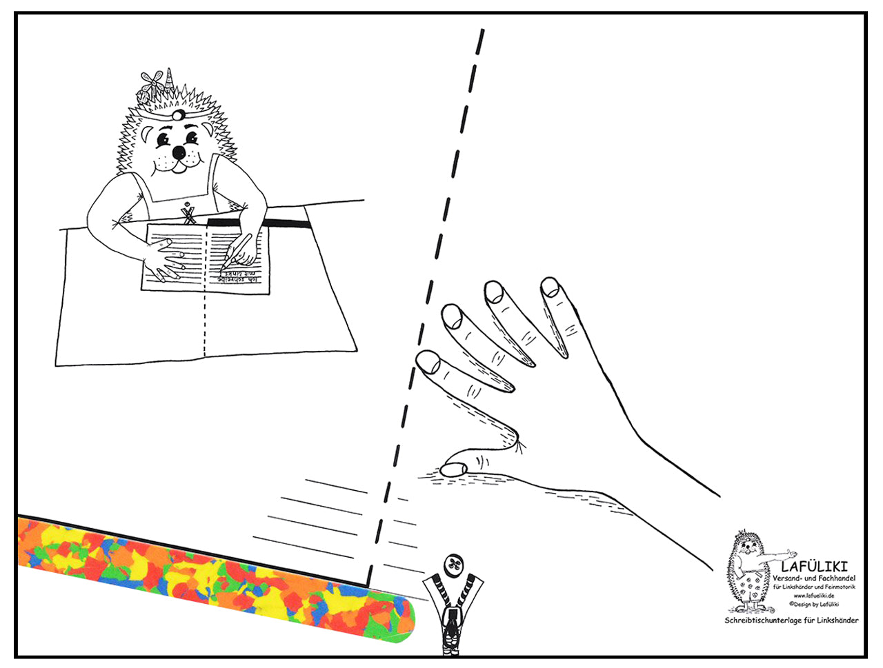 Linkshänder Schreibunterlage für die Schule