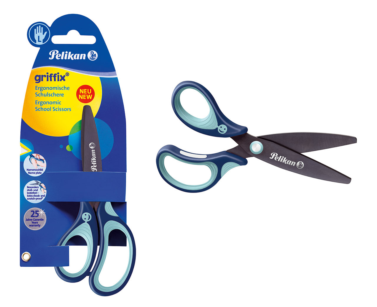 Pelikan griffix Schulschere für Linkshänder blau